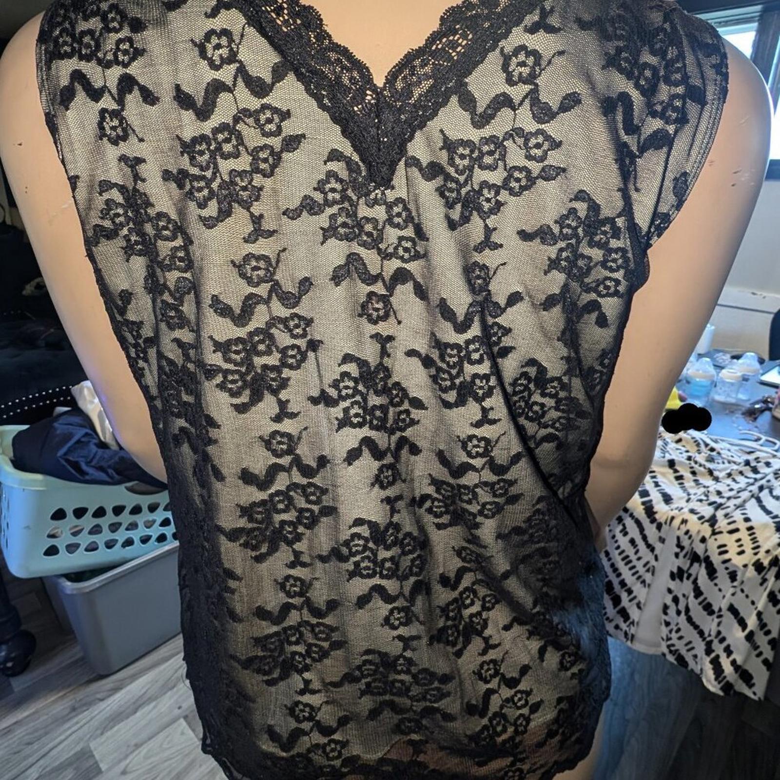 Worthington Black Lace Stretch Top (Size 3X)