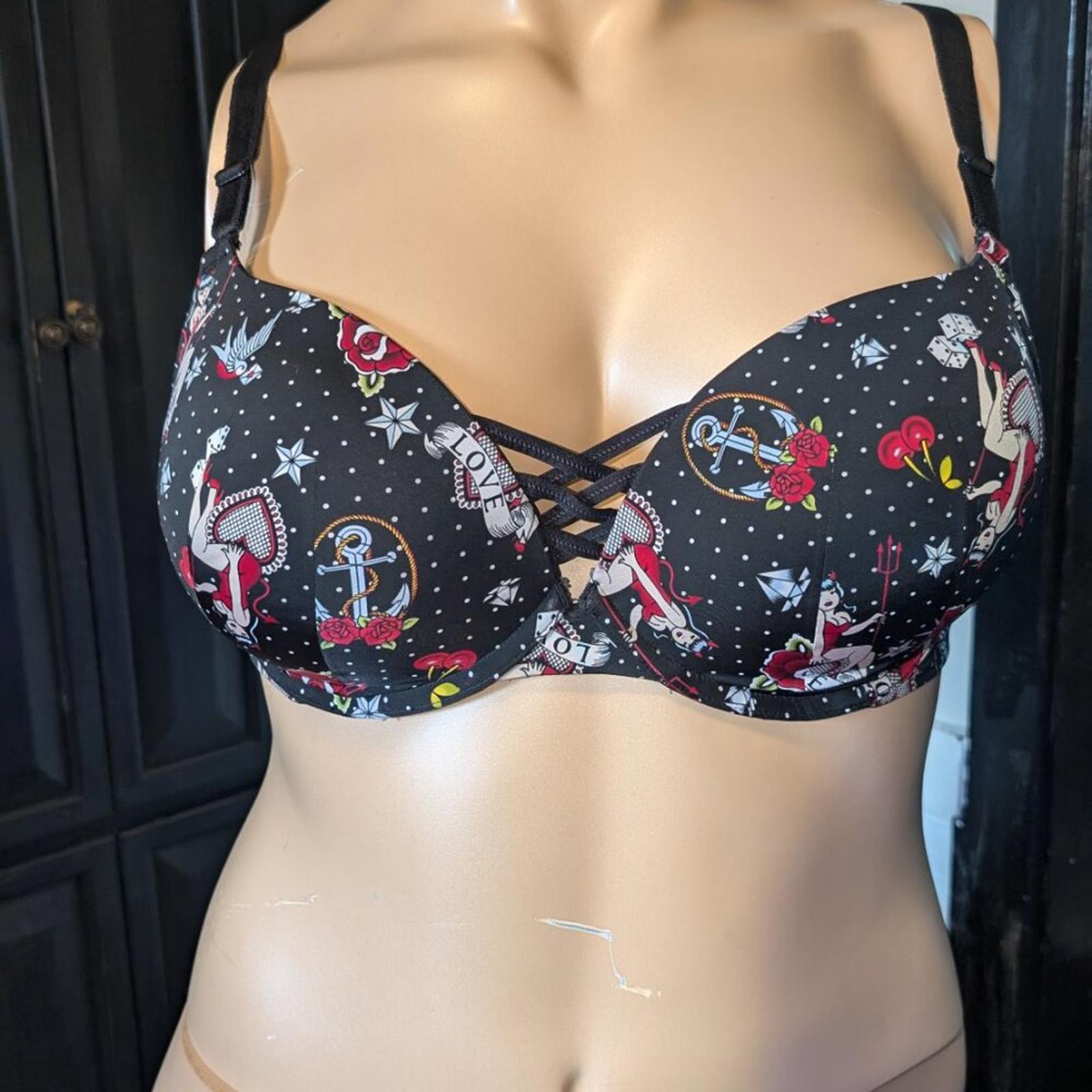 Torrid Tattoo Print Push-Up Bra - Size 38DD